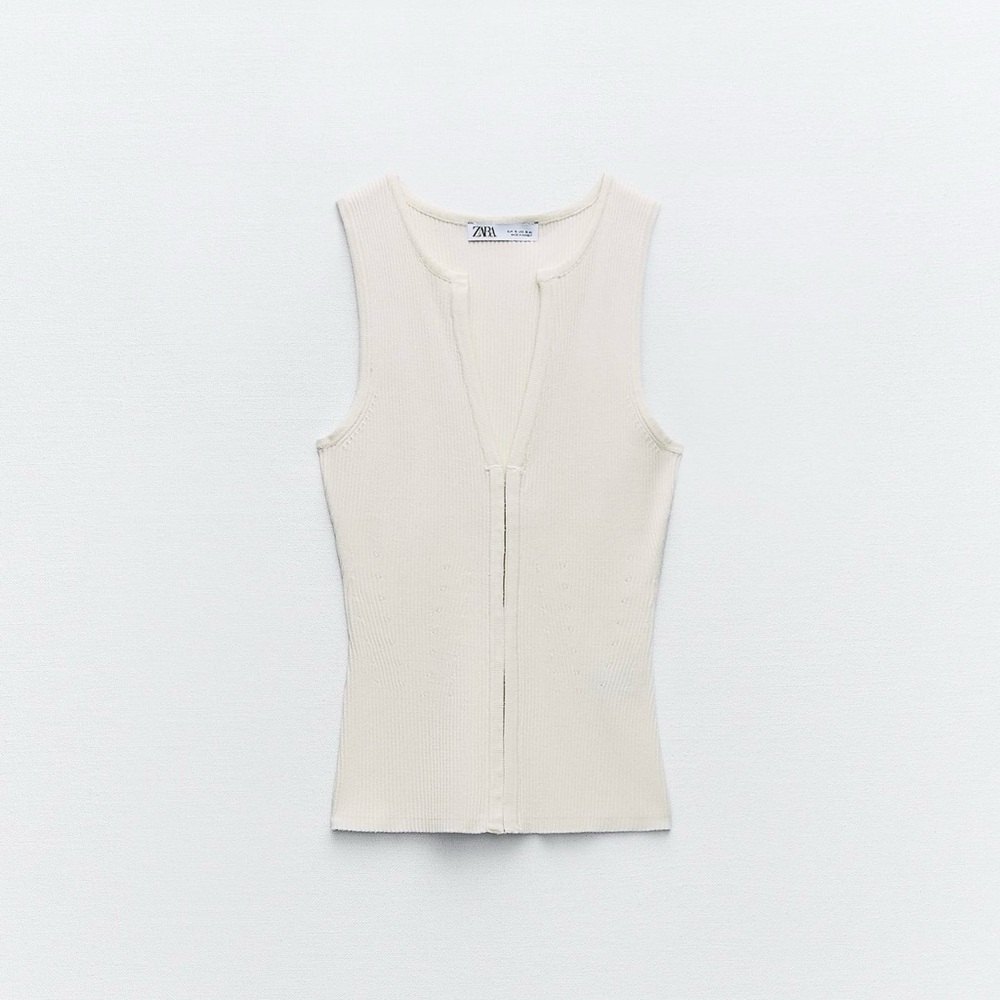 Zara Ivory Ribbed Tank Top - Picture 7 of 7